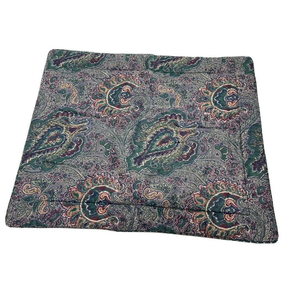 Vintage Pillow Shams JC Penny Home Collection Quilt Green Paisley Set of 2